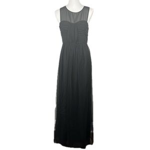 BCBGeneration Illusion Sheer Back Ruched Flowing Tulle Formal Dress Size 6 Event